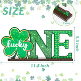 OSNIE St. Patrick's Day Lucky One Letter Sign Wooden Table Centerpieces Green Shamrock Party Decorations for Baby Boys Girls Spring Theme 1st Birthday Milestone Baby Shower Cake Smash Photo Prop