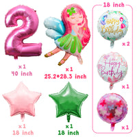OSNIE Fairy Balloons Party Decorations for 2nd Birthday, 8 Pcs Giant Fairy Star Round Shaped Number Two Foil Mylar Helium Balloons, Fairy Princess Party Decorations Supplies Baby Shower for Baby Girls