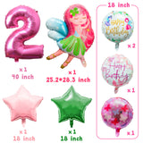 OSNIE Fairy Balloons Party Decorations for 2nd Birthday, 8 Pcs Giant Fairy Star Round Shaped Number Two Foil Mylar Helium Balloons, Fairy Princess Party Decorations Supplies Baby Shower for Baby Girls