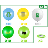 OSNIE 50Pcs Garbage Truck Balloons 12Inch Assorted Color Recycling Latex Balloons Bouquet with Ribbons Garbage Truck Themed Party Decorations for Birthday Party Environmental Activity Green Initiatives