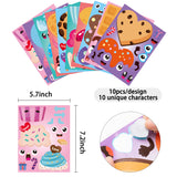 OSNIE 40 Sheets Valentine’s Day Dessert Make a Face Stickers Mix and Match DIY Make Your Own Sweets and Treats Party Game Stickers Craft Cupcake Doughnut Lollipop Cookie Waffle Party Favors for Kids