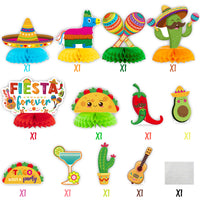 OSNIE 12Pcs Fiesta Honeycomb Centerpieces Table Topper Mexico Party Decorations and Supplies Mexican Table Decor Cinco De Mayo Party Favors Photo Booth Props for Taco bout Themed Festival Party