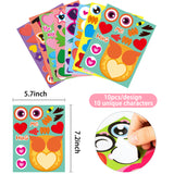 OSNIE 40 Sheets Valentine’s Day Make Your Own Owl Stickers Sheets Mix and Match DIY Make a Face Stickers Valentines Party Favors Supplies Art Craft for Kids School Classroom Party Games Activities