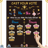 OSNIE African American Baby Gender Reveal Party Games Cast Your Vote Royal Little Prince Princess Gender Reveal Poster with Crown Voting Stickers for Black Boys Girls Baby Shower Party Decor Supplies