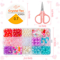 OSNIE Valentines Day DIY Bead Jewelry Making Kit for Kids Girls Heart Cherry Bear Cupcake Cloud Ice Cream Owl Penguin Charm Beads for Bracelets Rings Necklaces Creativity Beading Kit Art Craft 400Pcs+