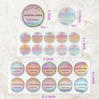 OSNIE 400Pcs Candle Stickers Waterproof Wax Melting Candle Warning Scented Holographic Laser Safety Label Sticker for Candle Making Supplies Candle Tins Soy Wax Candle Container Candle Boxes Packaging