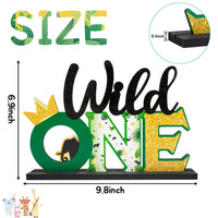 OSNIE Wild One Letter Sign Wooden Table Centerpieces Plaques Tropical Safari Jungle Animal Party Decorations Supplies for Wild One First Birthday Milestone Baby Shower Decor Cake Smash Photo Props
