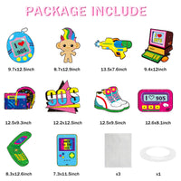 OSNIE 1990s Retro Theme Party Decor Supplies Pager Computer Walkman Hip Pop Cardboard Cutouts Door Porch Banner Wall Decor 1990s Party Favors Photo Booth Props for 90’s Theme Nostalgic Party