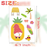 OSNIE 130 Pieces Hawaii Gnome Stickers Décor Summer Aloha Hawaiian Removable Window Stickers Decals for Home Birthday Anniversary Party Supplies Classroom Rewards Tropical Luau Party Décor, 16 Sheets