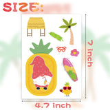 OSNIE 130 Pieces Hawaii Gnome Stickers Décor Summer Aloha Hawaiian Removable Window Stickers Decals for Home Birthday Anniversary Party Supplies Classroom Rewards Tropical Luau Party Décor, 16 Sheets