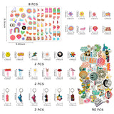 OSNIE 94Pcs Groovy Party Favors Include Retro Hippie Temporary Tattoos Stickers Keychains Brooch Pins Paper Clips Boho Rainbow Daisy Party Supplies for School Rewards Return Gifts Goodie Bag Fillers