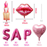 OSNIE 9 Pcs Spa Party Balloons Spa Party Decorations for Women Girls Inflatable Red Kissy Lips Lipstick Heart Shaped Foil Mylar Balloons Nail Spa Day Salon Cosmetics Makeup Birthday Party Supplies