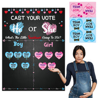 OSNIE Little Sweetheart Gender Reveal Party Games Cast Your Vote Poster with Team Boy Team Girl Stickers for He Or She Valentines Day What Will Our Little Sweetheart Be Baby Shower Decorations Supplies
