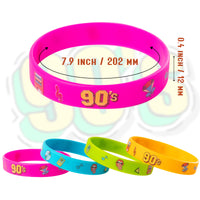 OSNIE 24 Pcs 1990s Themed Party Favors Silicone Bracelets Non-Toxic Hypoallergenic 90s Lightweight Stretch Rubber Wristbands for I Love 90s Back To The 90s Party Supplies Gift for Men Women Guests
