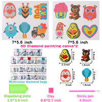 OSNIE 12Pcs Valentine’s Day 5D DIY Diamond Painting Kit for Kids Adult Beginners Resin Rhinestone DIY Handmade Paint by Numbers Mosaic Stickers Love Heart Diamond Art Party Favors Art Crafts Gifts Set