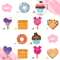 OSNIE 30 Packs Dessert Make a Face Stickers Valentines Day Ornament Craft Kits for Kids Make Your Own Sweets and Treats Valentine Cards Dessert Hanging Decoration Classroom Game Handcraft Supplies