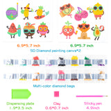 OSNIE 12Pcs Fruit 5D Diamond Painting Stickers, Summer Fruit Diamonds Mosaic Stickers Kits for Kids and Adult Beginners, DIY Creative Resin Rhinestone Handmade Paint by Numbers Art Craft Gifts Set