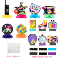 OSNIE 12Pcs 1980s Honeycomb Centerpieces Table Topper Hip Hop Party Decorations and Supplies 80's Retro Table Decor 1980s Party Favors Photo Booth Props for 80’s Themed Nostalgic Party Hip Hop Party