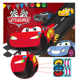OSNIE Race Car Party Games, Pin the Wheel and Smile on the Car, Large Poster with Blindfolds and Stickers, Let’s Go Racing Themed Party Decorations Family Game Activities for Kids Birthday Baby Shower