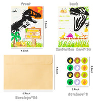 OSNIE 36PCS Dinosaur Party Invitation Cards with Envelopes Stickers Join Us Welcome to My Party Fill In The Blank Guest Invitation Card for Dinosaur Theme Birthday Anniversary Kids Boys Party Supplies