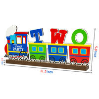 OSNIE Railroad Train Wooden Table Centerpieces Choo Choo Im Two Party Decoration Railway Theme 2nd Birthday Milestone Baby Shower Table Topper Cake Smash Photo Prop Decor for Baby Boys Two Years Old