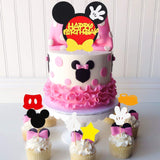 OSNIE 25Pcs Mickey Birthday Cake Toppers, Mickey Birthday Party Supplies Inspired Cake Decoration for Mickey Themed Birthday Party Favors for Toddlers Baby Boys and Girls