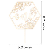 OSNIE Sunflower Wood Cake Topper Decor Happy 1st Birthday Party Decor One Cake Smash Dessert Topper Supplies Summer Sunflower Party Favors for Birthday Baby Shower Wedding Anniversary (Rustic Wood)