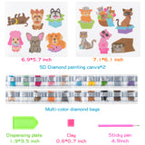 OSNIE 12Pcs Animals Cats Dogs DIY 5D Diamond Painting Stickers Kits for Kids Adult Beginners, Creative Resin Rhinestone Diamonds Mosaic Stickers, Handmade Digital Paint by Numbers Art Craft Gifts Set