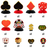 OSNIE 12Pcs Casino Theme Honeycomb Centerpieces Table Toppers Red and Black Poker Party Supplies Decoration Las Vegas Gambling Playing Card Table Decor Photo Prop for School Birthday Casino Game Night
