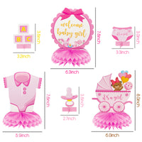 OSNIE 12Pcs It's a Girl Baby Shower Themed Honeycomb Centerpieces Table Topper for Baby Girls Welcome Baby Cutouts Gender Reveal Party Decorations Newborn Baby Party Favors Photo Booth Props (Pink)