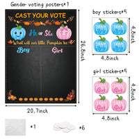 OSNIE Pumpkin Gender Reveal Party Games Cast Your Vote Poster with Team Boy Team Girl Stickers for He or She Halloween Thanksgiving What Will Our Little Pumpkin Be Gender Reveal Decorations Supplies