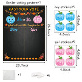 OSNIE Pumpkin Gender Reveal Party Games Cast Your Vote Poster with Team Boy Team Girl Stickers for He or She Halloween Thanksgiving What Will Our Little Pumpkin Be Gender Reveal Decorations Supplies