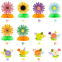 OSNIE 12Pcs Summer Sun Flower Honeycomb Centerpiece Table Toppers Springtime Flowers Table Decorations Multi-Color Gerbera Daisy Party Supplies Decor for Classroom School Birthday Party Baby Shower