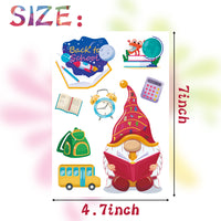 OSNIE 130Pcs Back to School Gnomes Stickers Décor Supplies Science Pen Telescope Paint Schoolbags Window Clings End of Summer Holiday Decals for Home Office Party Supplies Classroom Rewards, 16 Sheets