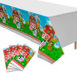 OSNIE 4 Packs of Farm Animals Party Tablecloth, Disposable Plastic Waterproof Rectangular Table Cover, Barnyard Animal Farm Themed Party Decorations Supplies for Kids Birthday Baby Shower, 71''x42.5''