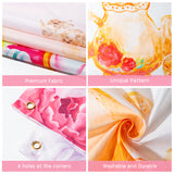 OSNIE Let's Partea Backdrop Banner Floral Tea Party Decorations Supplies for Pink and Gold Bridal Shower Baby Shower Wedding Birthday Party Photography Background Photo Studio Props, 5.9 x 3.6 ft