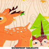 OSNIE 4 Packs of Jungle Safari Woodland Animals Party Tablecloth, Disposable Plastic Rectangular Table Covers, Wild One Zoo Themed Party Decorations Supplies for Kids Birthday Baby Shower, 71''x42.5''