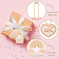 OSNIE 24 Sets Pocket Hug Keepsake with Little Heart Acrylic Token Keychain Greeting Poem Cards Boho Rainbow Style A Hug for You Long Distance Graduation Relationship Gifts for Friends Colleagues Family