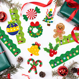 OSNIE 72Pcs Christmas Cutouts Bulletin Board Decoration Xmas Tree Peppermint Candies Ginger Man Christmas Light Bulb Border Trim Bulletin Cardboard for Winter Classroom School Chalkboard Wall Décor