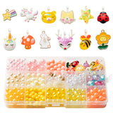 OSNIE Autumn DIY Bead Jewelry Making Kit for Kids Girls with Mushroom Honeybee Unicorn Ladybug Deer Bear Star Heart Pearl Charms Beads for Bracelets Rings Necklaces Creativity Beading Kits Art Craft, 400Pcs+