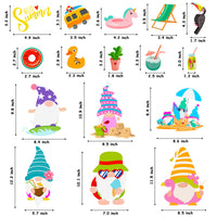 OSNIE 130Pcs Summer Gnome Window Clings for Glass Windows Watermelon Pineapple Ice Cream Sunglasses Hello Summer Stickers Decals for Hawaiian Luau Aloha Kids School Party Decoration Supplies, 8 Sheets