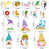OSNIE 130Pcs Summer Gnome Window Clings for Glass Windows Watermelon Pineapple Ice Cream Sunglasses Hello Summer Stickers Decals for Hawaiian Luau Aloha Kids School Party Decoration Supplies, 8 Sheets