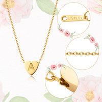 OSNIE Flower Girl A-Z Alphabet Pendant Necklace 14K Gold Plated Tiny Capital Letter Initial Heart Pendant Necklace Wedding Day Thank You for Being My Flower Girls Jewelry Gifts Proposal from Bride