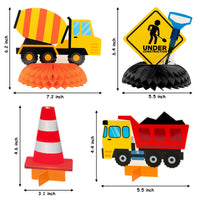 OSNIE 12Pcs Construction Theme Honeycomb Centerpieces Table Topper Double Side Cardstock Dump Truck Birthday Party Supplies Vehicle Traffic Photo Booth Prop Baby Shower Table Decoration for Kids Boys