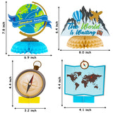 OSNIE 12Pcs Travel Themed Honeycomb Centerpieces Table Toppers Adventure Awaits Party Decor Travel Around The World Bon Voyage Table Decor Photo Props for Let The Adventure Begin Going Away Party