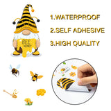 OSNIE 130 Pieces Honey Bee Gnome Stickers Décor Sunflower Honey Jar Bumblebee Mushroom Removable Window Stickers Decals for Home Office Birthday Anniversary Party Supplies Classroom Rewards, 16 Sheets