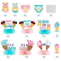 OSNIE 12Pcs Ice Cream Gender Reveal Honeycomb Centerpieces Table Topper Blue and Pink What is the Scoop Party Decorations Supplies for He or She Boy or Girl Baby Shower Pregnancy Announcements Decor