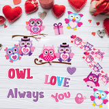 OSNIE 84Pcs Valentines Day Cutouts Mix Owl Heart Pattern Bulletin Board Decoration Set Owl Always Love You Chalkboard Borders & Trimmers Cardboard for Kids Spring Classroom School Home Door Wall Decor
