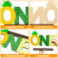 OSNIE Pineapple One Letter Sign Wooden Table Centerpieces for Baby Boys Girls Tropical Hawaiian Luau Summer Fruit Theme 1st First Birthday Party Supplies Decoration Baby Shower Cake Smash Photo Prop