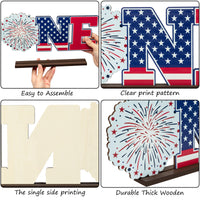 OSNIE Independence Day Little Firecracker ONE Letter Sign Wooden Table Centerpieces for Baby Boys Girls 4th of July First Birthday Party Decorations Supplies for Milestone Baby Shower Cake Smash Props